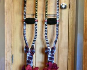 Christmas Crutches with Green & Gold